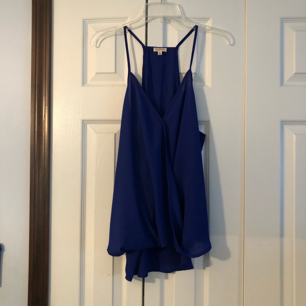 Royal blue sheer tank top